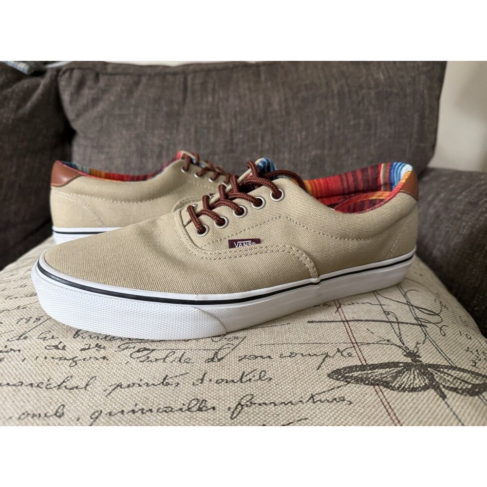 Vans Era 59 C&L TC6D Khaki Tan Serape Stripe Lining Men's Size 10 Canvas